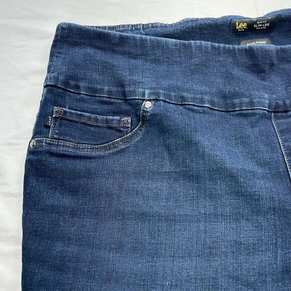 Lee Jeans Blue Slim Fit Slim Leg Mid Rise Sculpting Stretch Pull On Women's 22W - Picture 6 of 15